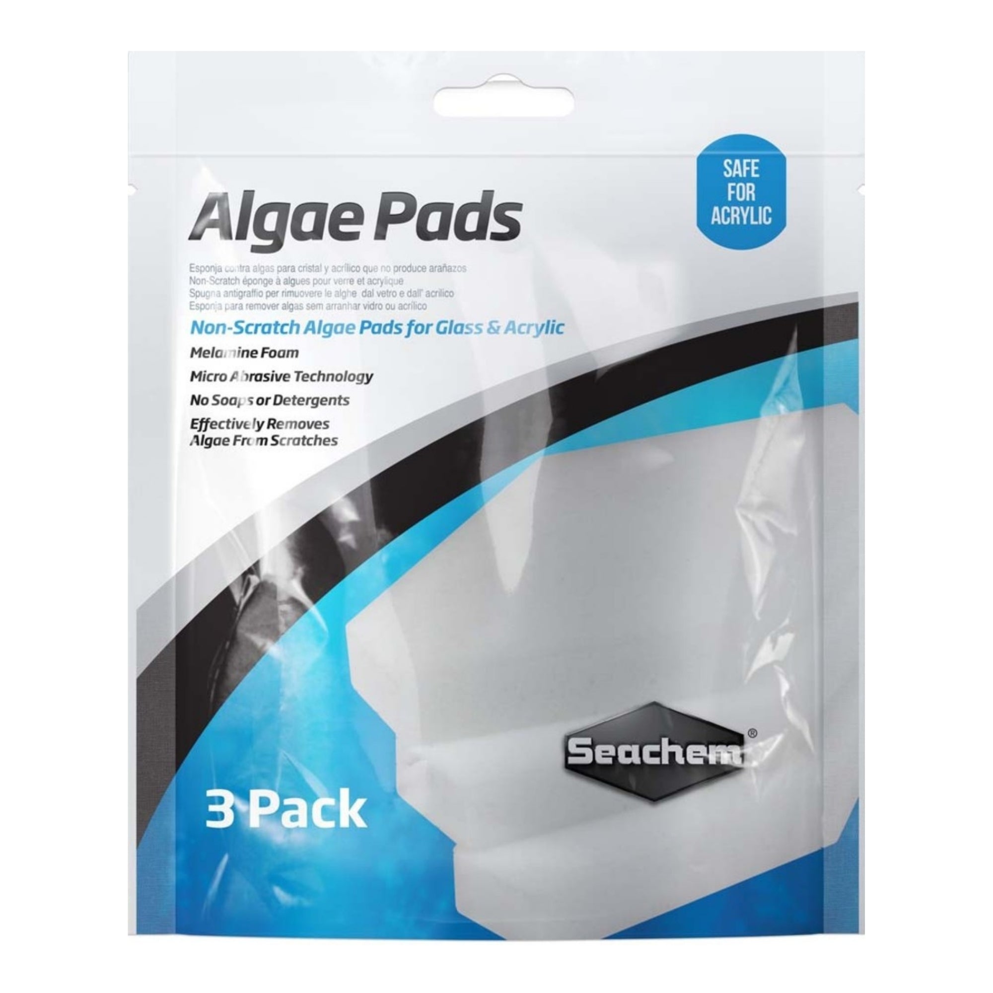Seachem Laboratories Algae Pad for Glass Acrylic Aquariums White, 1ea/25 mm, 3 pk