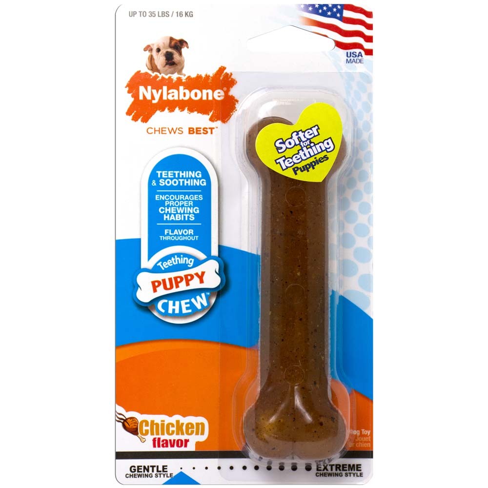 Nylabone Just for Puppies Teething Chew Classic Bone Chicken, 1ea/Medium/Wolf Up To 35 Lbs. 1 ct