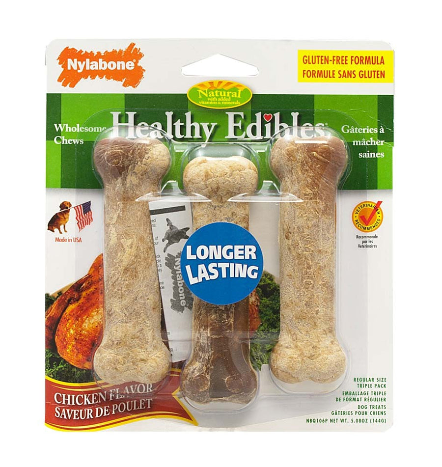 Nylabone Healthy Edibles AllNatural Long Lasting Chew Treats Chicken, 1ea/SMall/Regular Up To 25 Ibs. 3 ct
