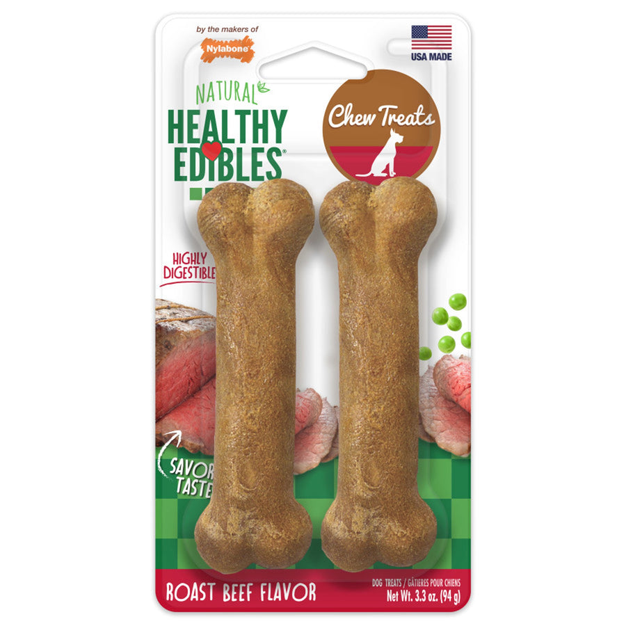 Nylabone Healthy Edibles AllNatural Long Lasting Chew Treats Roast Beef, 1ea/SMall/Regular Up To 25 Ibs. 2 ct