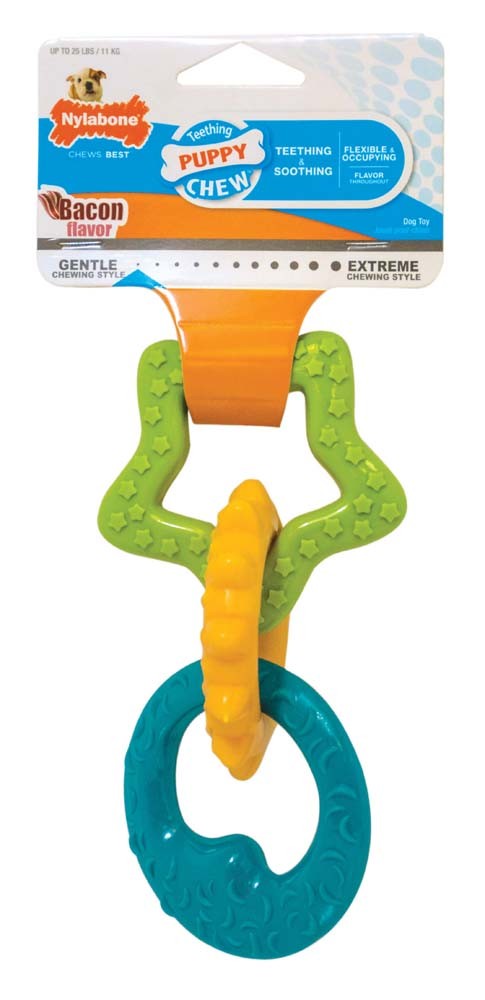 Nylabone Puppy Power Chew Puppy Teething Rings Bacon, 1ea/SMall/Regular Up To 25 Ibs. 1 ct