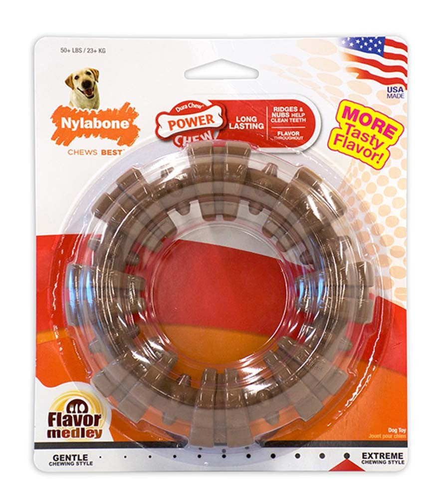 Nylabone Power Chew Textured Dog Ring Toy Flavor Medley, 1ea/XL/Souper 50 Lbs. 1 ct