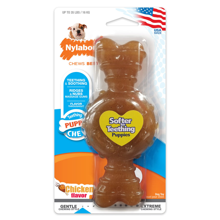 Nylabone Puppy Ring Bone Teething Toy for Puppies Chicken, 1ea/Medium/Wolf Up To 35 Lbs. 1 ct