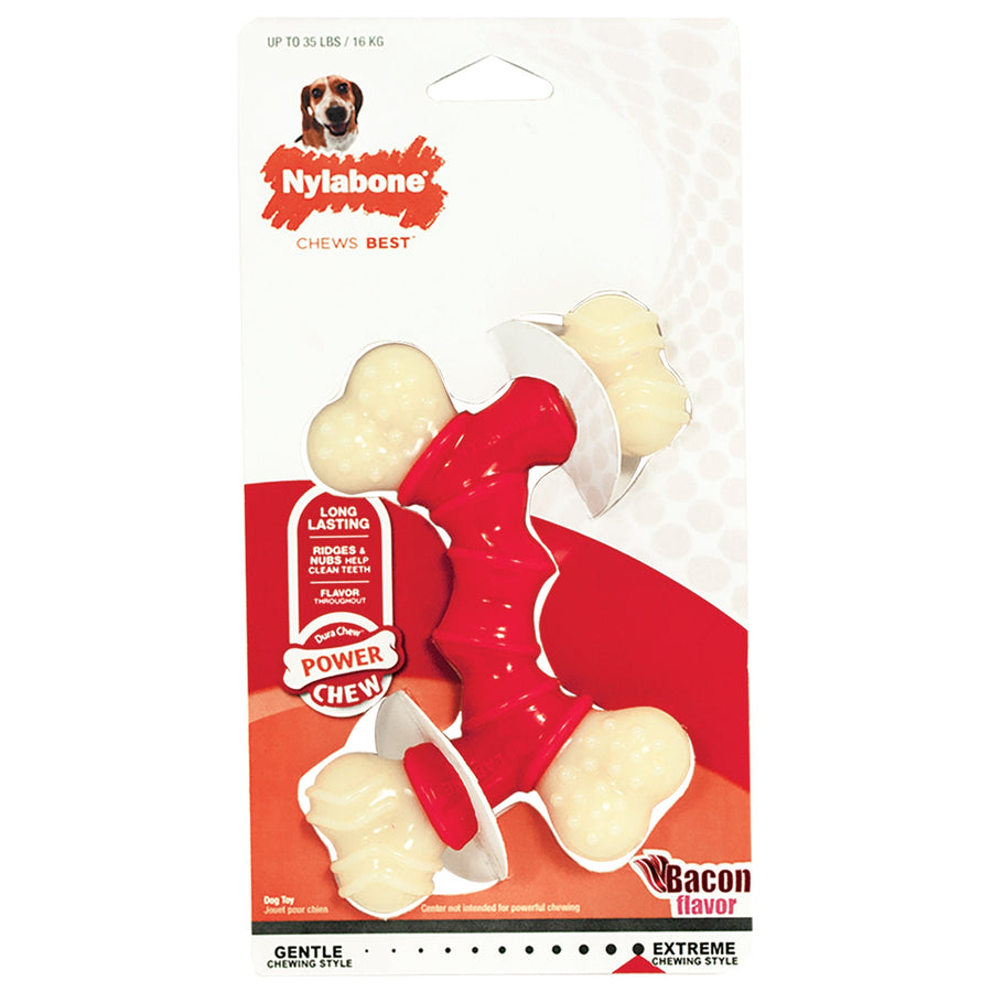 Nylabone Power Chew Double Bone Bacon Dog Chew Toy Bacon, 1ea/Medium/Wolf Up To 35 Lbs. 1 ct
