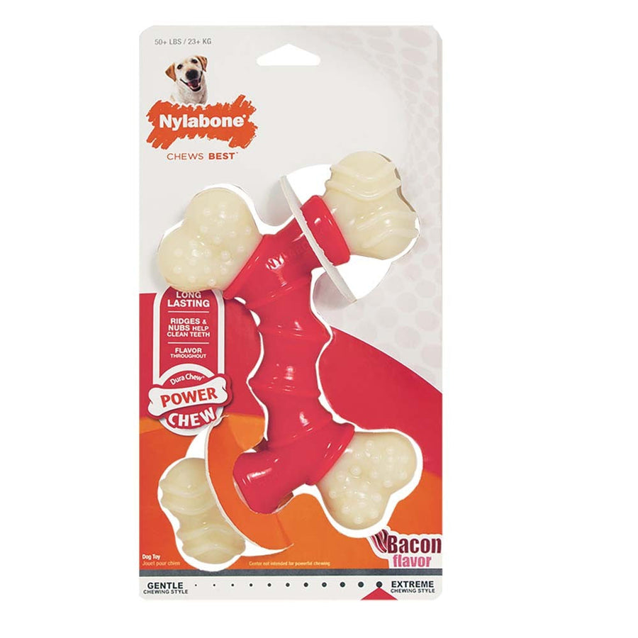 Nylabone Power Chew Double Bone Bacon Dog Chew Toy Bacon, 1ea/XL/Souper 50 Lbs. 1 ct