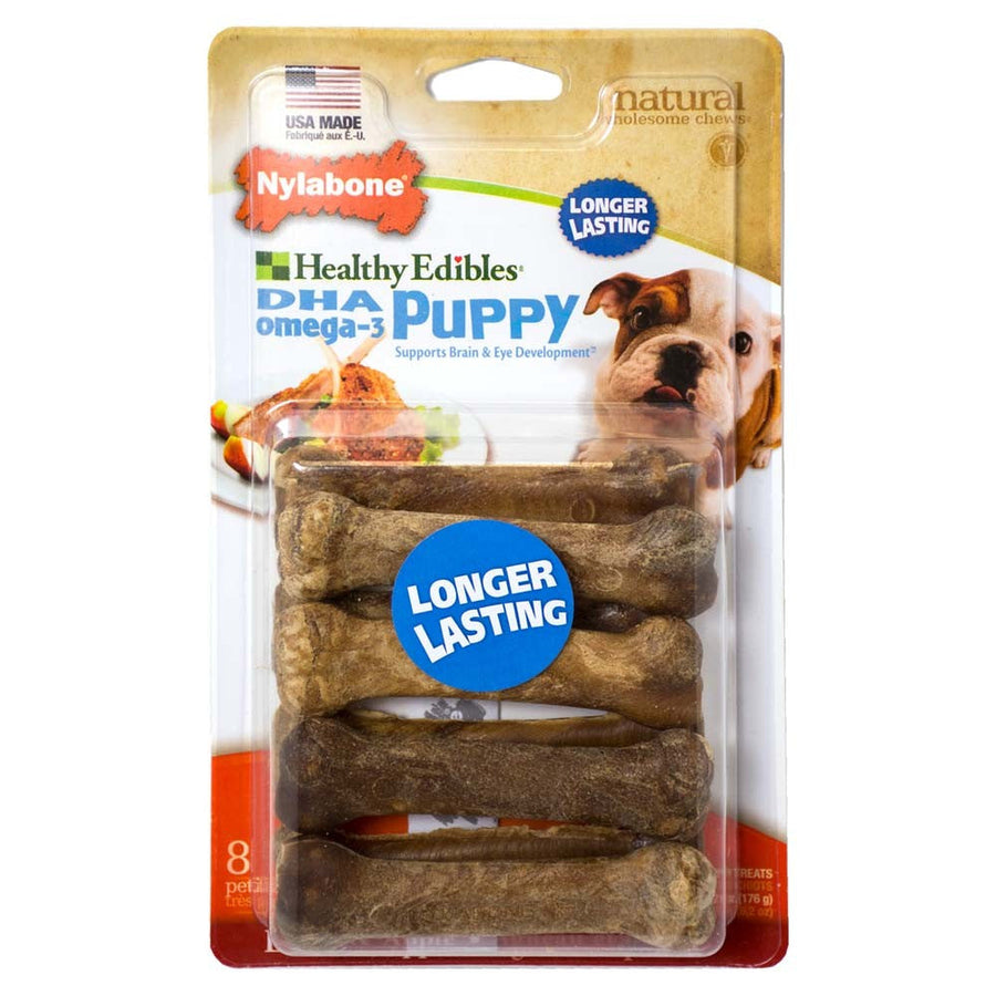Nylabone Healthy Edibles AllNatural Long Lasting Puppy Chew Treats Lamb Apple, 1ea/XS/Petite Up To 15 Lbs. 8 ct