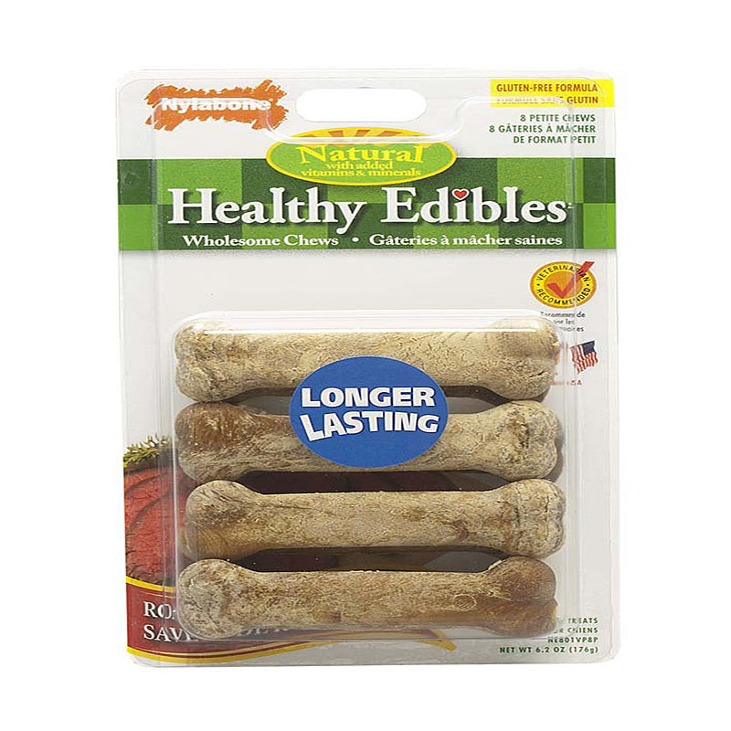 Nylabone Healthy Edibles AllNatural Long Lasting Roast Beef Dog Chew Treats Roast Beef, XS/Petite Up To 15 Lbs. 8 ct