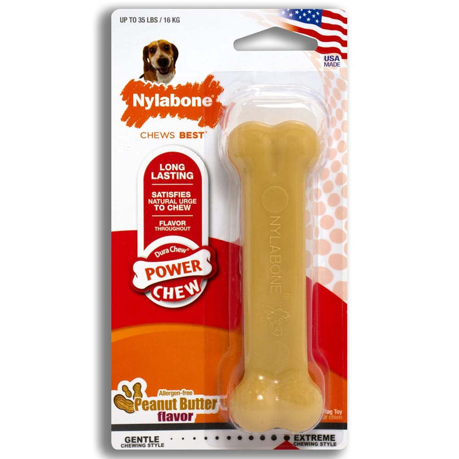 Nylabone Power Chew Dog Toy Peanut Butter, 1ea/Medium/Wolf Up To 35 Lbs. 1 ct