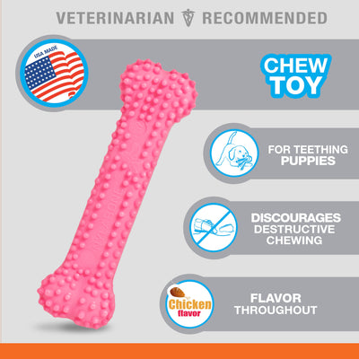 Nylabone Puppy Teething Soothing Flexible Chew Toy Chicken, Pink, 1ea/XS/Petite Up To 15 Lbs. 1 ct