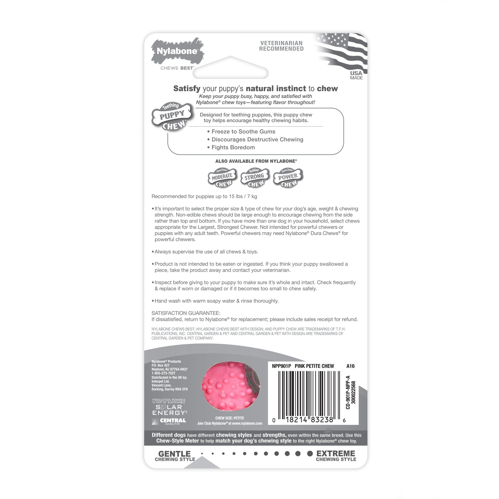 Nylabone Puppy Teething Soothing Flexible Chew Toy Chicken, Pink, 1ea/XS/Petite Up To 15 Lbs. 1 ct