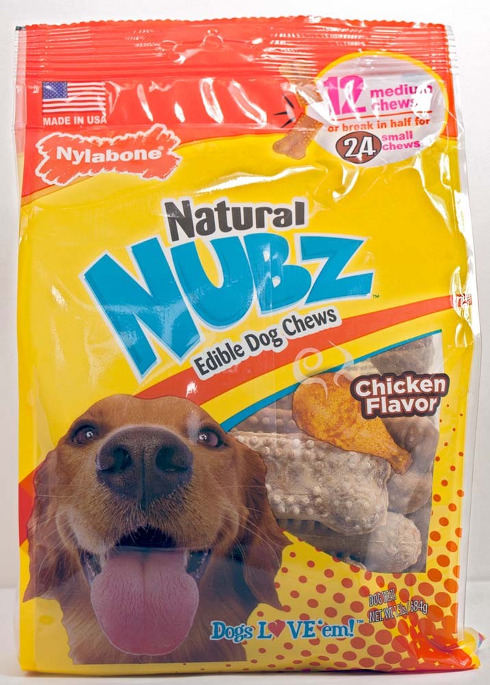 Nylabone Natural Nubz Chicken Dog Treats Chicken, 1ea/Large 30 Lbs. 12 ct