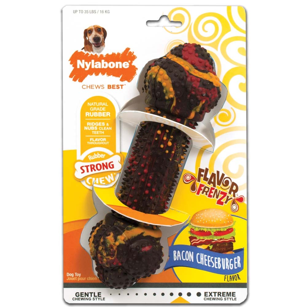 Nylabone Flavor Frenzy Strong Chew Dog Toy Bacon Cheeseburger, 1ea/Medium/Wolf Up To 35 Lbs. 1 ct