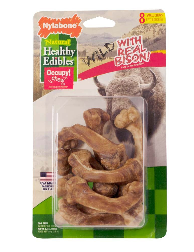 Nylabone Healthy Edibles WILD AllNatural Long Lasting Chew Treats Bison, 1ea/SMall/Regular Up To 25 Ibs. 8 ct