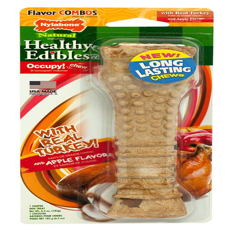 Nylabone Healthy Edibles AllNatural Long Lasting Chew Treats Turkey Apple, 1ea/XL/Souper 50 Lbs. 1 ct