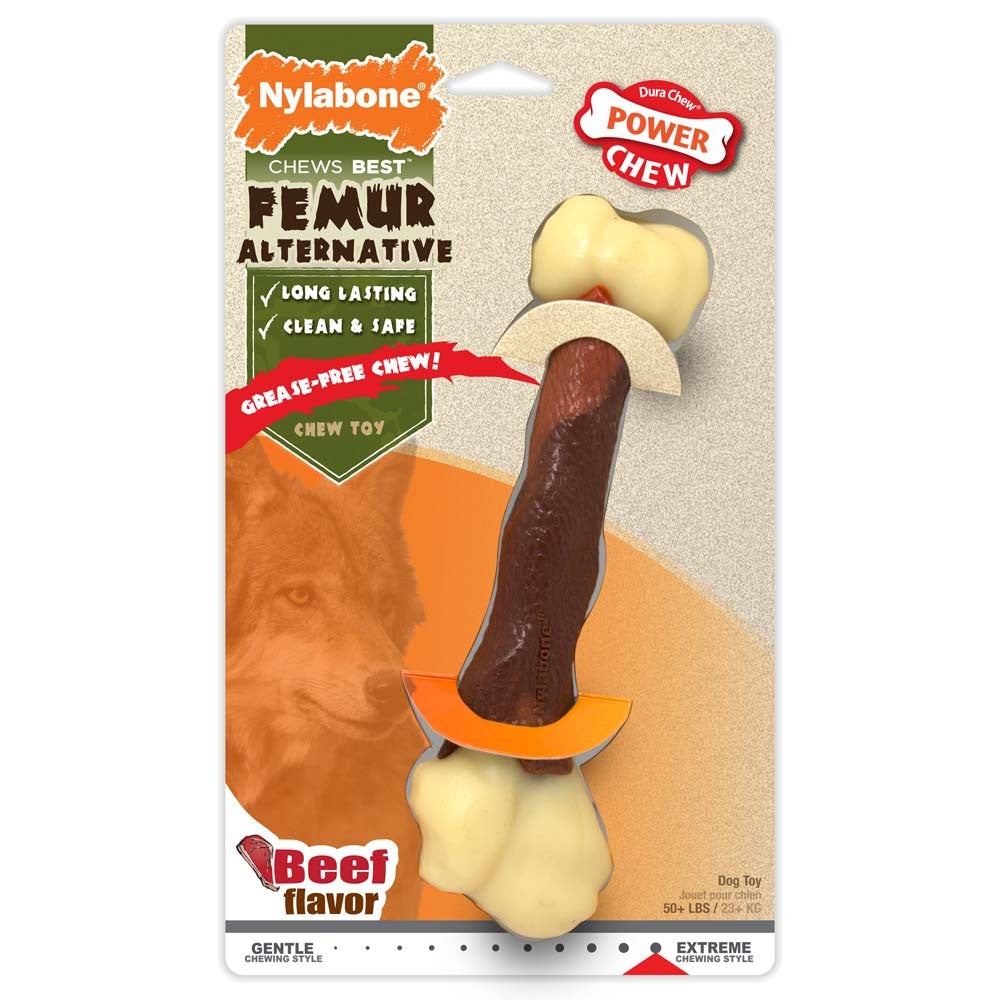 Nylabone Power Chew Femur Dog Bone Alternative Beef, 1ea/Large/Giant Up To 50 Lbs. 1 ct