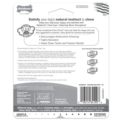 Nylabone FlexiChew Dog Dental Pack Peanut Butter Bacon, 1ea/XS/Petite Up To 15 Lbs. 3 ct