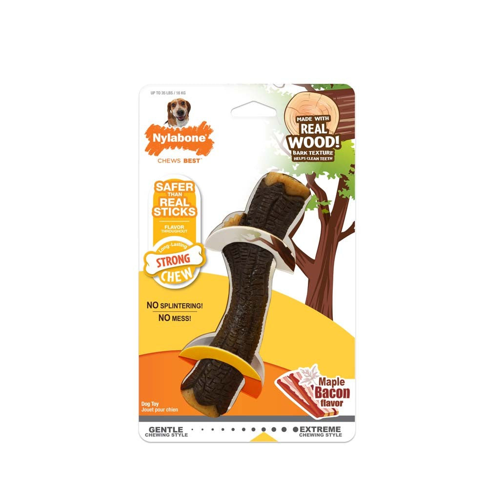Nylabone Strong Chew Real Wood Dog Stick Toy 1ea/Medium/Wolf Up To 35 Lbs. 1 ct