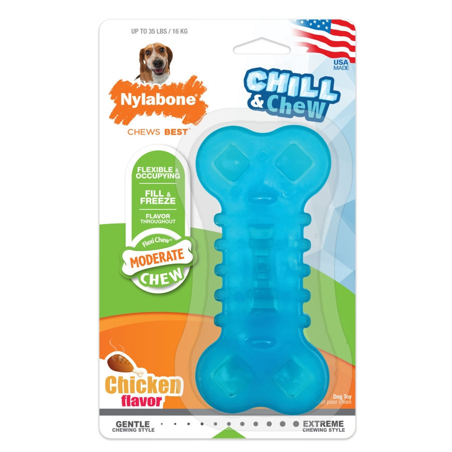 Nylabone Flexi Chew Chill Chew Toy with Treat Pockets Chicken, Blue, 1ea/Medium 1 ct