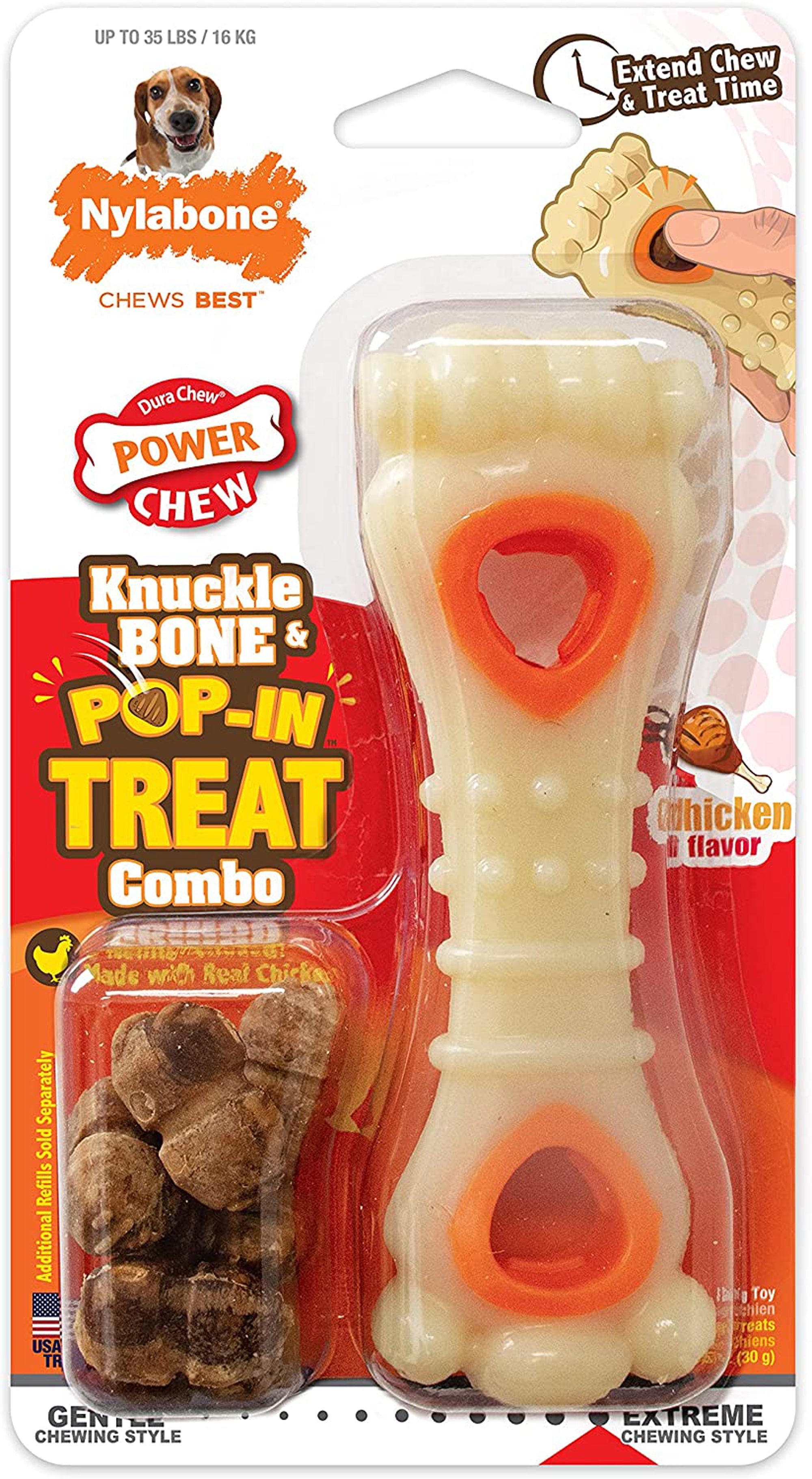 Nylabone Power Chew Souper Bone PopIn Treat Toy Combo Chicken, 1ea/Medium/Wolf Up To 35 Lbs. 1 ct