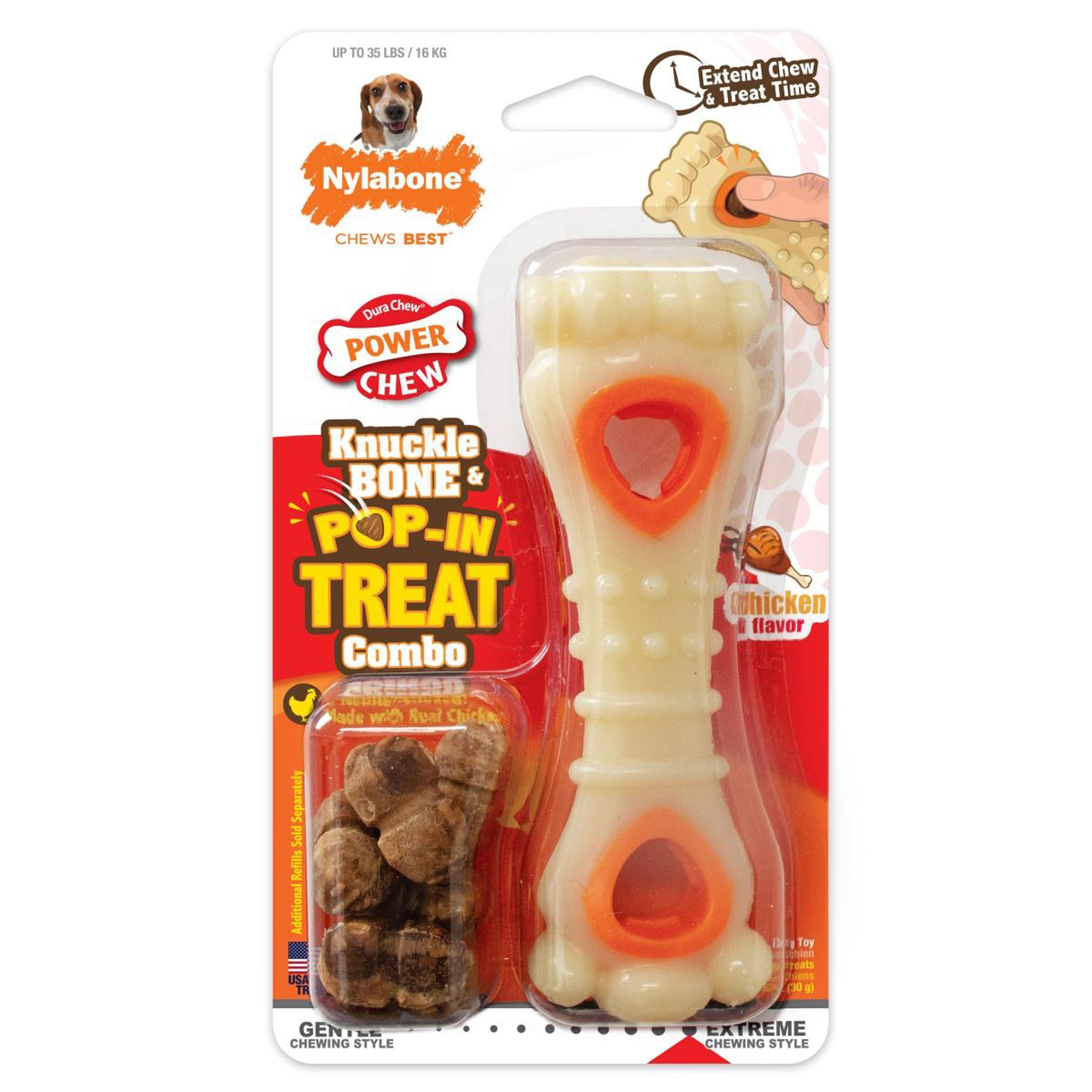 Nylabone Power Chew Souper Bone PopIn Treat Toy Combo Chicken, 1ea/Large/Giant Up To 50 Lbs. 1 ct