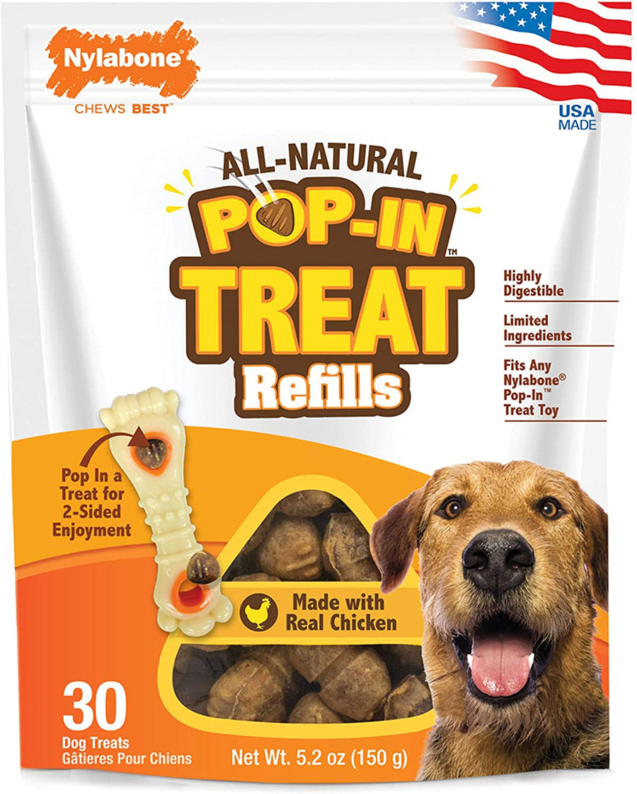 Nylabone AllNatural PopIn Dog Treat Refills Chicken, 1ea/All Sizes 30 ct