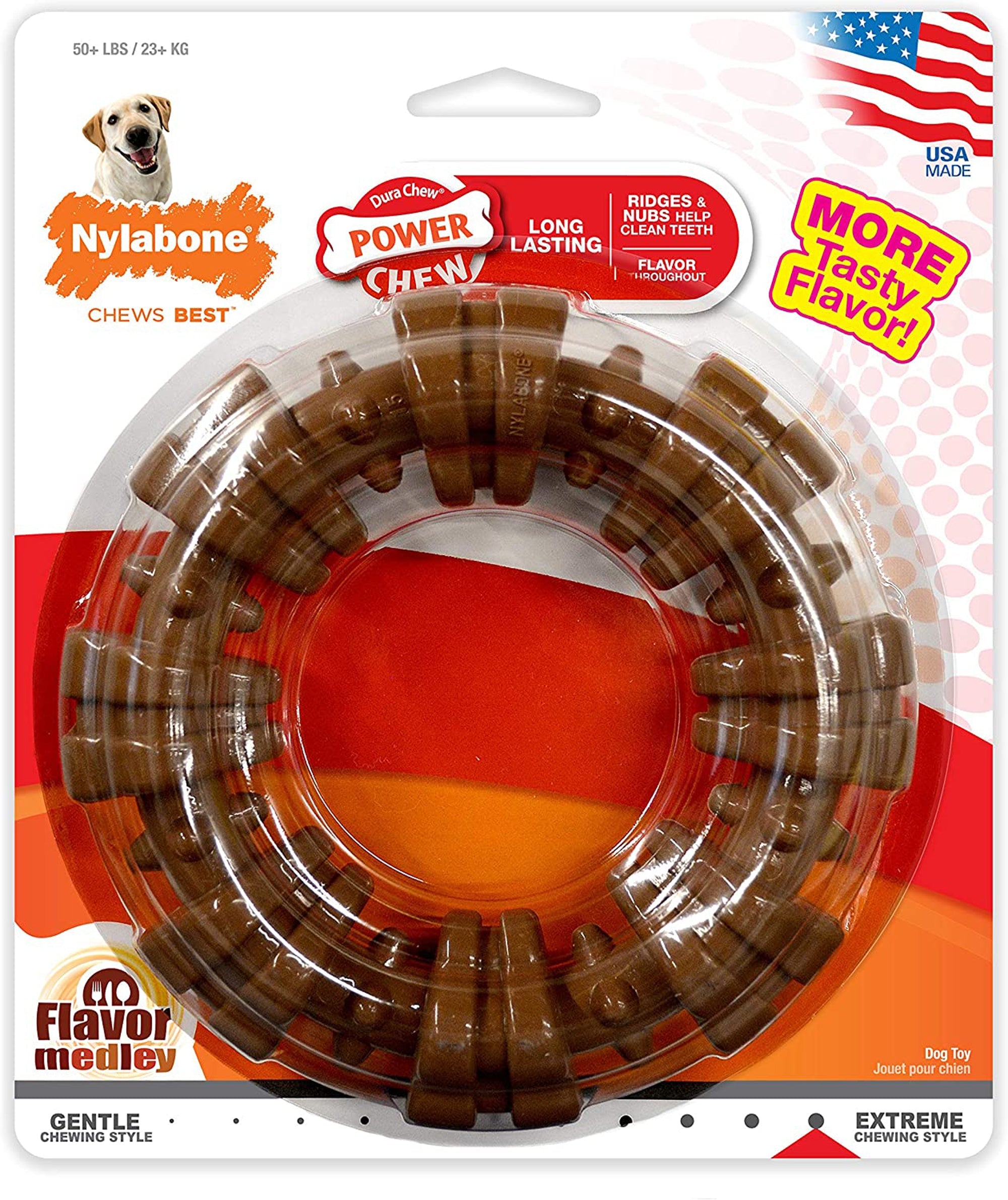 Nylabone Power Chew Textured Dog Ring Toy Flavor Medley, 1ea/SMall/Regular Up To 25 Ibs. 1 ct
