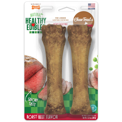 Nylabone Healthy Edibles AllNatural Long Lasting Chew Treats Roast Beef, 1ea/XL/Souper 50 Lbs. 2 ct