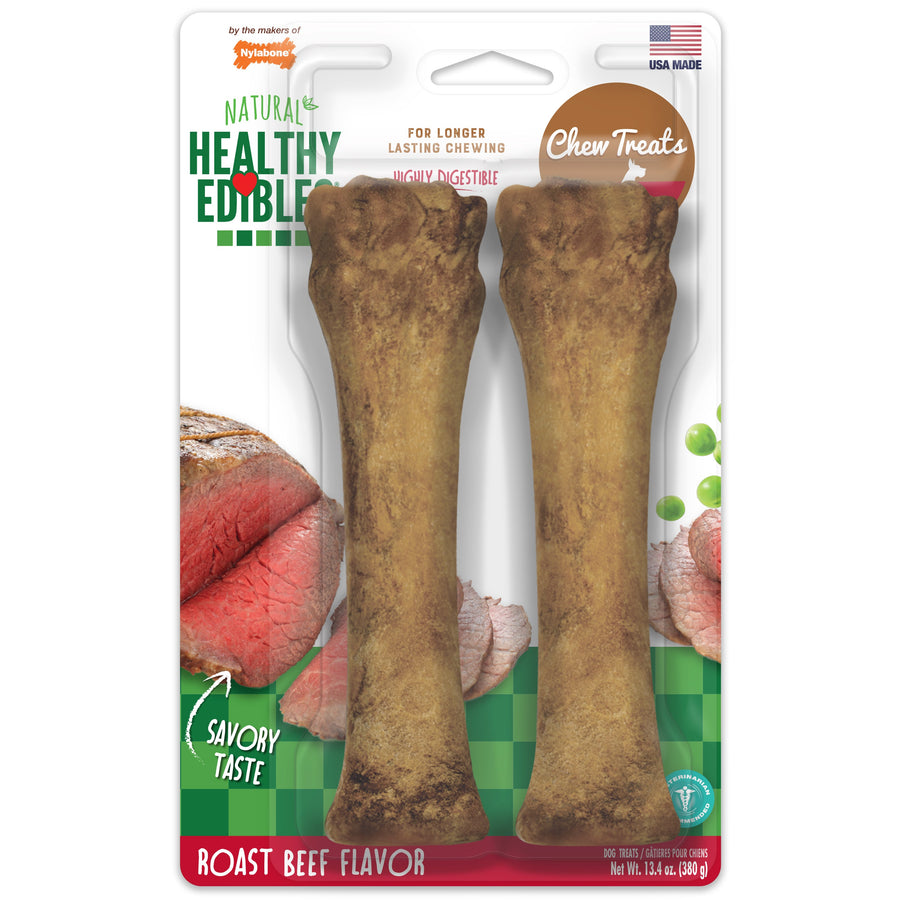 Nylabone Healthy Edibles AllNatural Long Lasting Chew Treats Roast Beef, 1ea/XL/Souper 50 Lbs. 2 ct
