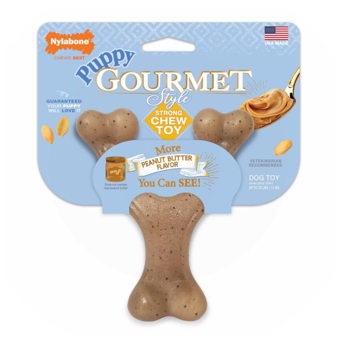 Nylabone Gourmet Style Strong Wishbone Puppy Chew Toy Peanut Butter, 1ea/SMall/Regular Up To 25 Ibs. 1 ct
