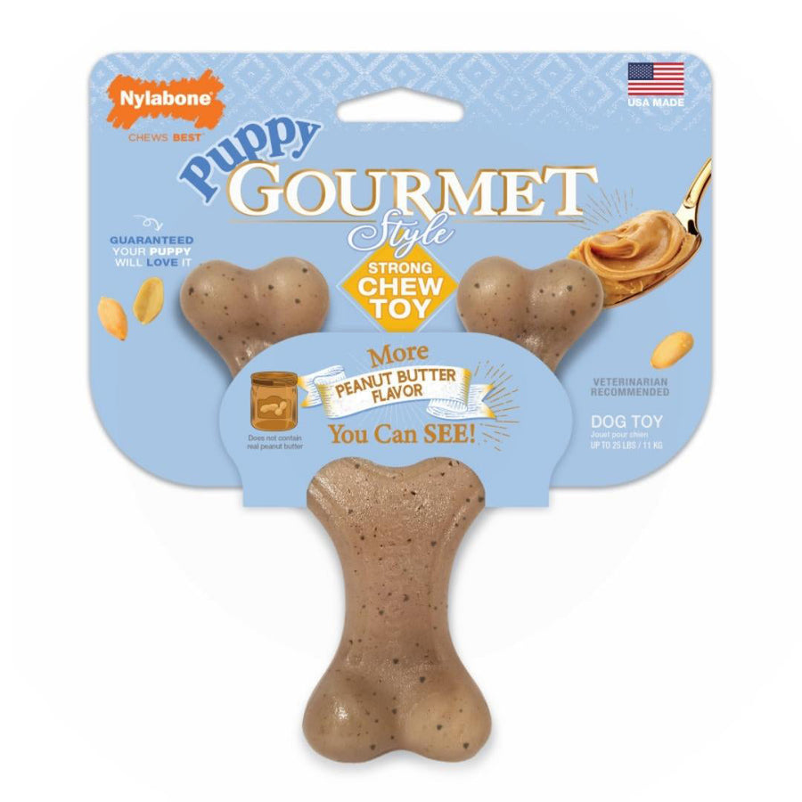 Nylabone Gourmet Style Strong Wishbone Puppy Chew Toy Peanut Butter, 1ea/SMall/Regular Up To 25 Ibs. 1 ct