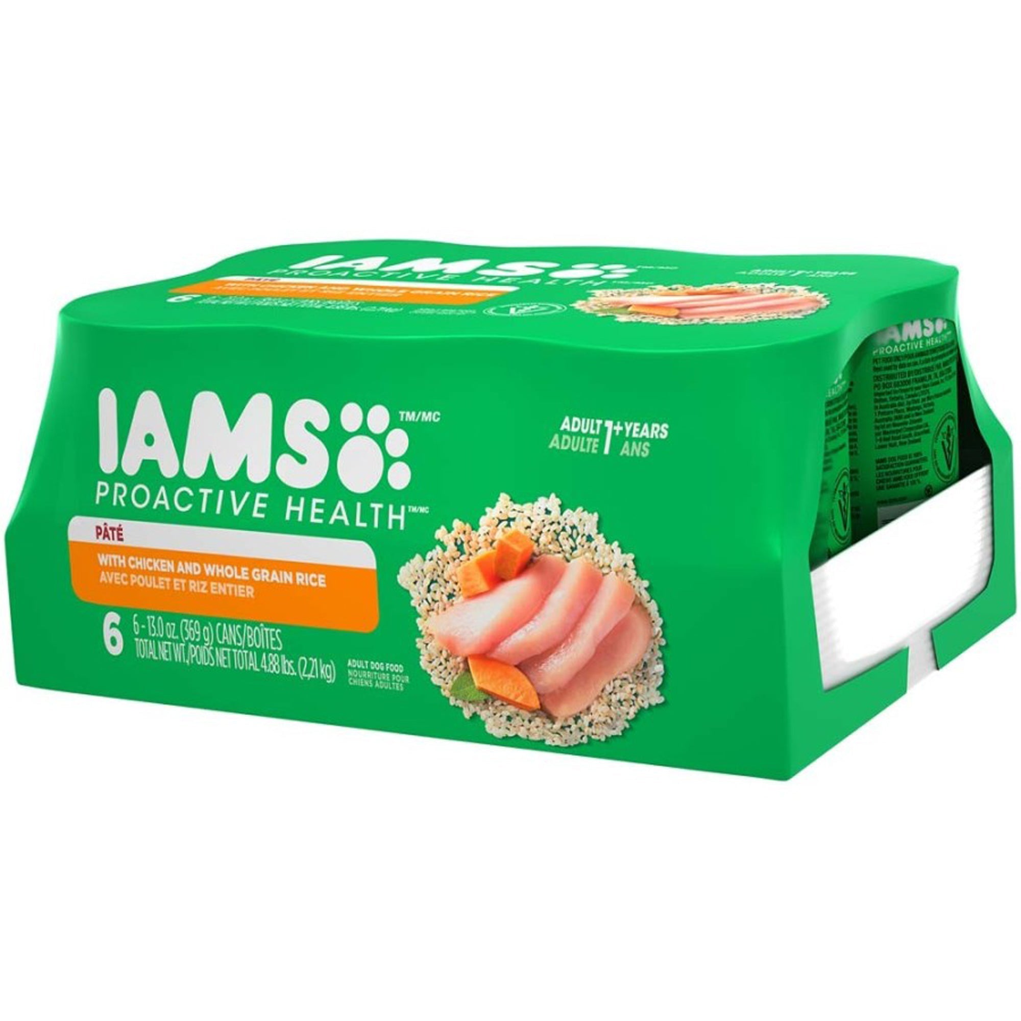 IAMS Proactive Health Paté Adult Wet Dog Food Pate w/Chicken & Rice 13oz 6pk