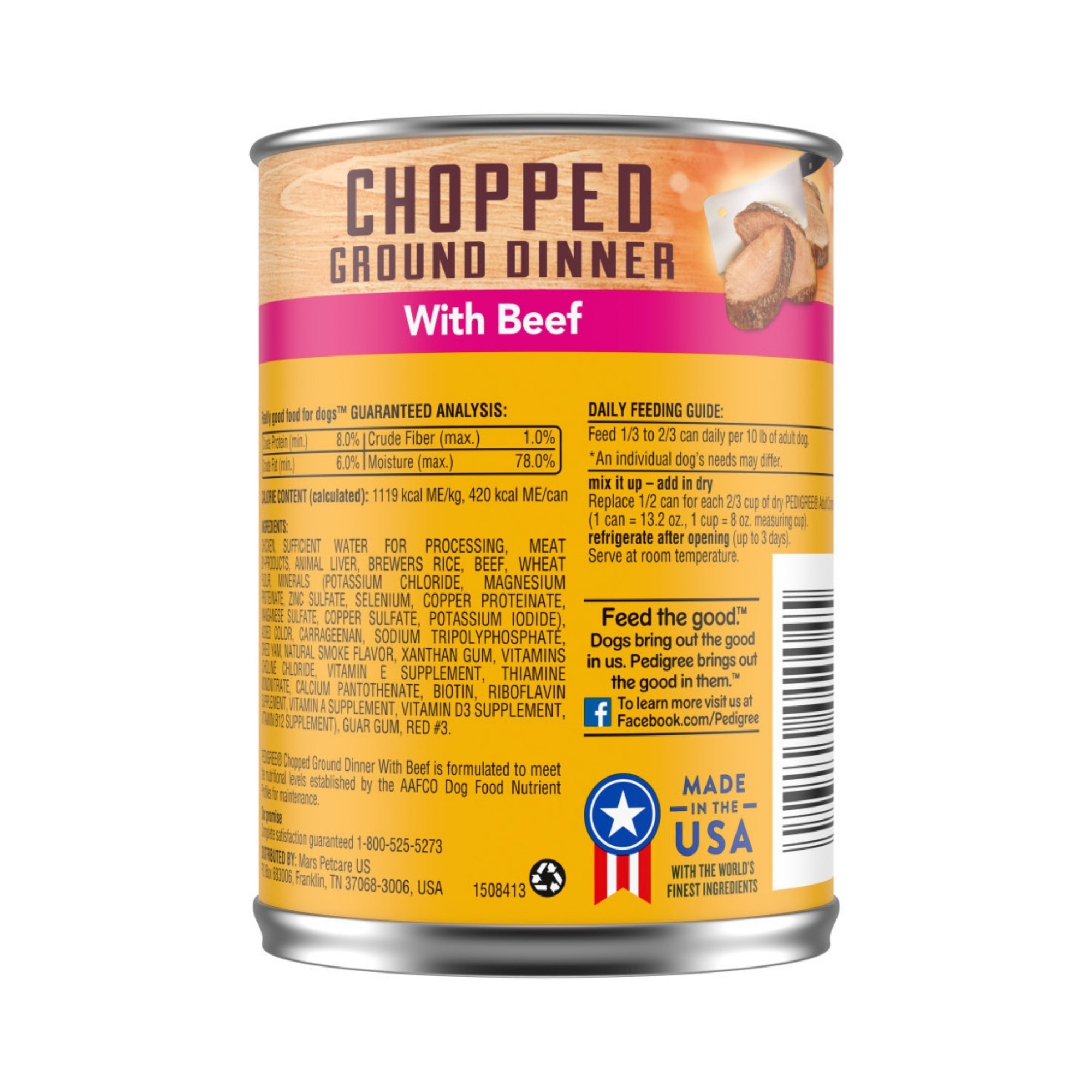Pedigree Chopped Ground Dinner Adult Wet Dog Food Beef 22oz 12pk