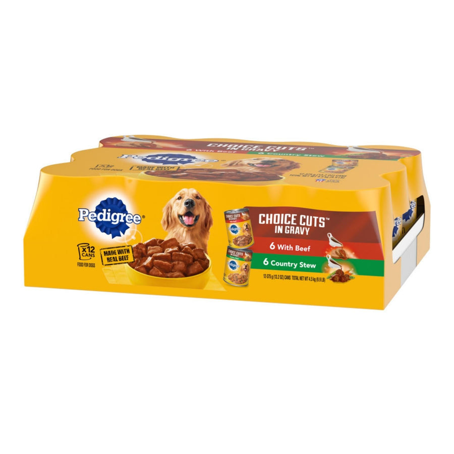 Pedigree Choice Cuts in Gravy Adult Wet Dog Food Variety Pack (Beef, Country Stew) 158.7oz 12pk