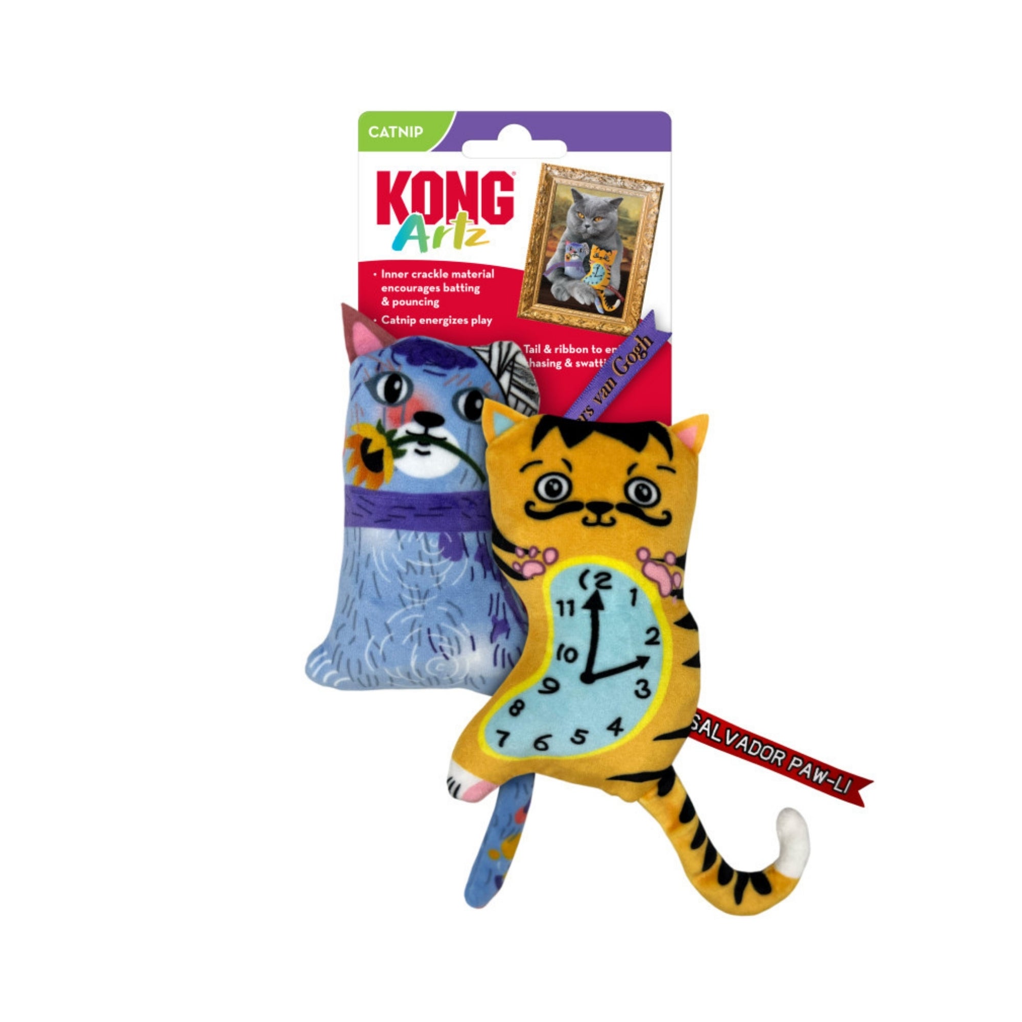 KONG Artz Catnip Cat Toy Salvador PawLi Whiskers van Gogh, 1ea/2 pk