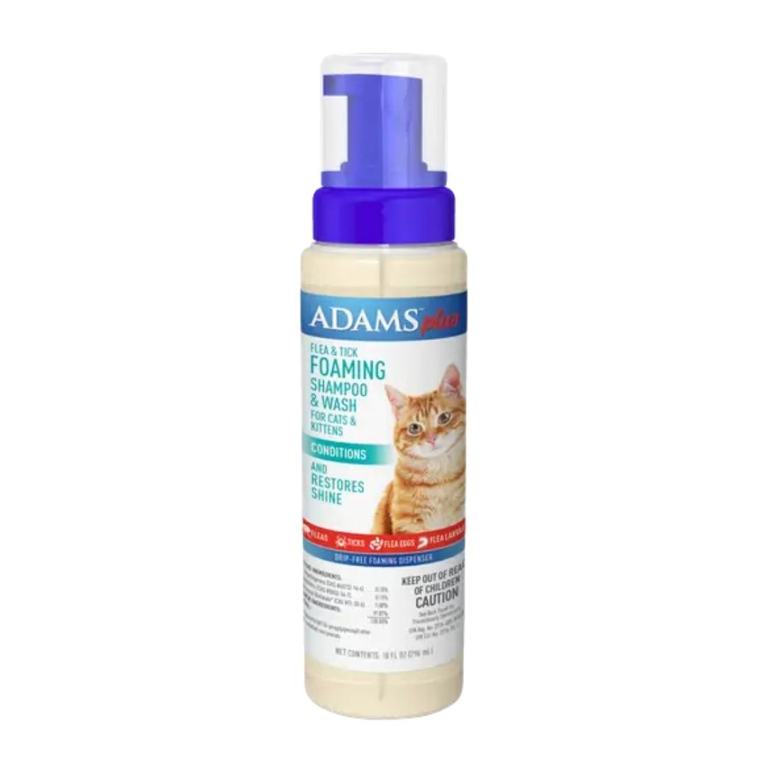 Adams Plus Flea Tick Foaming Shampoo Wash for Cats Kittens 1ea/10 oz