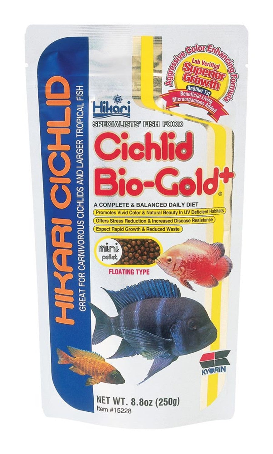 Hikari USA Cichlid BioGold Pellet Fish Food 1ea/8.8 oz, Mini