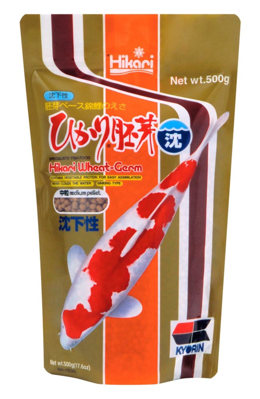 Hikari USA WheatGerm Sinking Pellet Fish Food for Koi, Goldfish and Other Pond Fishes 1ea/17.6 oz, MD