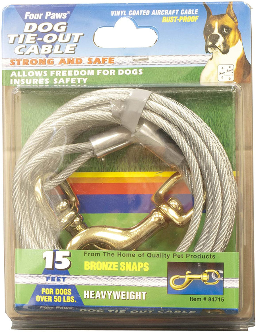 Four Paws Heavy Weight Dog Tie Out Cable Silver, 1ea/15 Foot