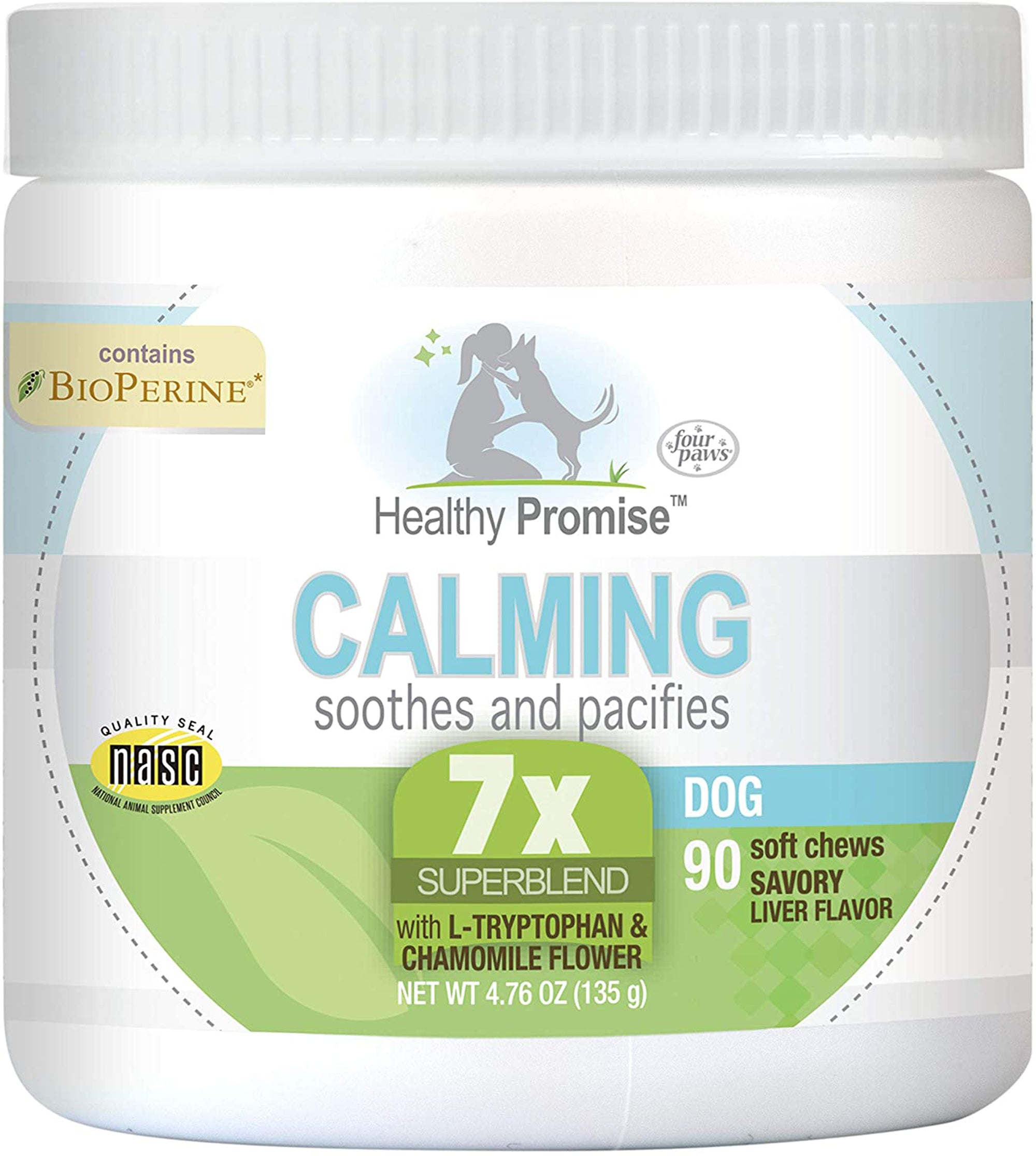Four Paws Healthy Promise Calming Chews for Dogs Savory Liver, 1ea/4.76 oz 90 ct