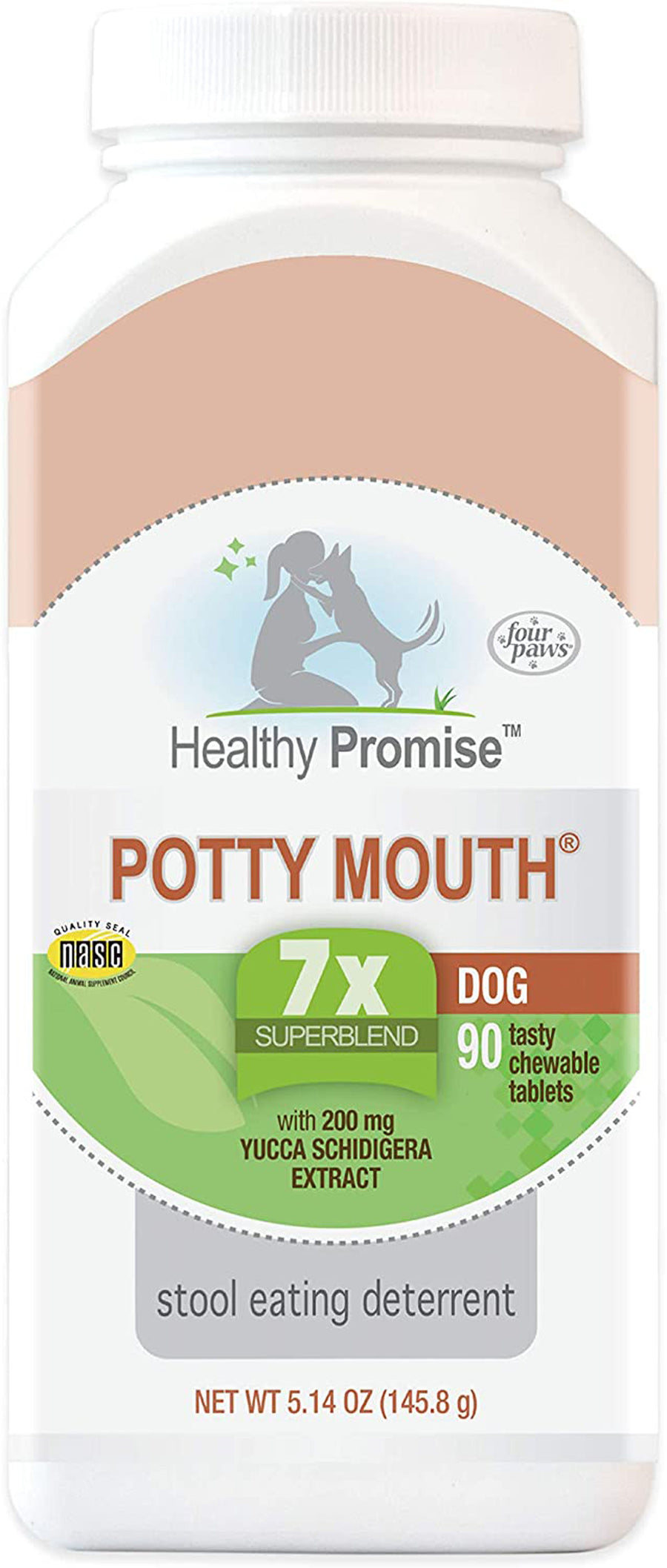 Four Paws Healthy Promise Potty Mouth Tablets Coprophagia Stool Eating Deterrent for Dogs 1ea/5.14 oz 90 ct