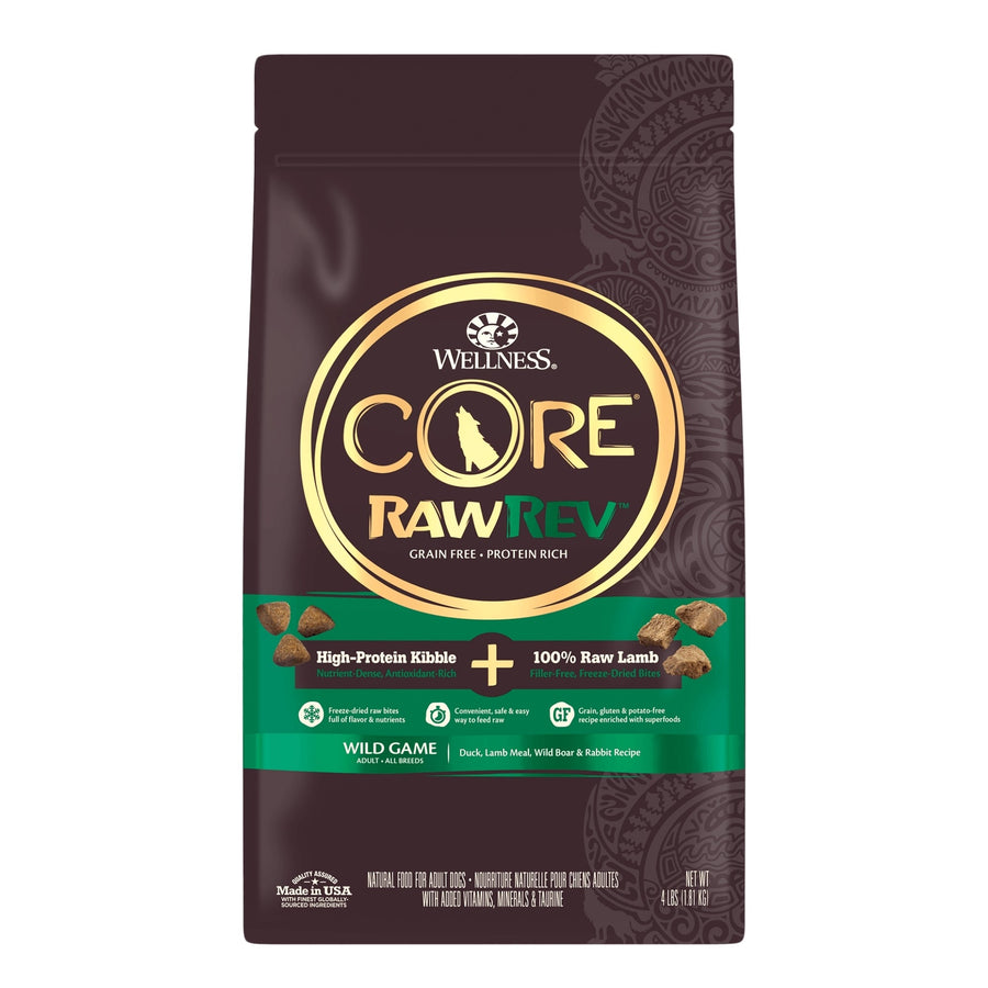 Wellness Dog Core Rawrev Wildgame 4Lb Duck Lamb Boar Rabbit
