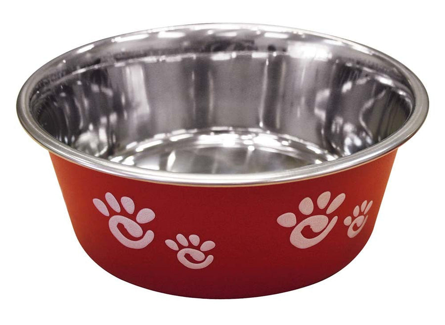 Spot Barcelona Stainless Steel Paw Print Dog Bowl Raspberry, 1ea/32 oz