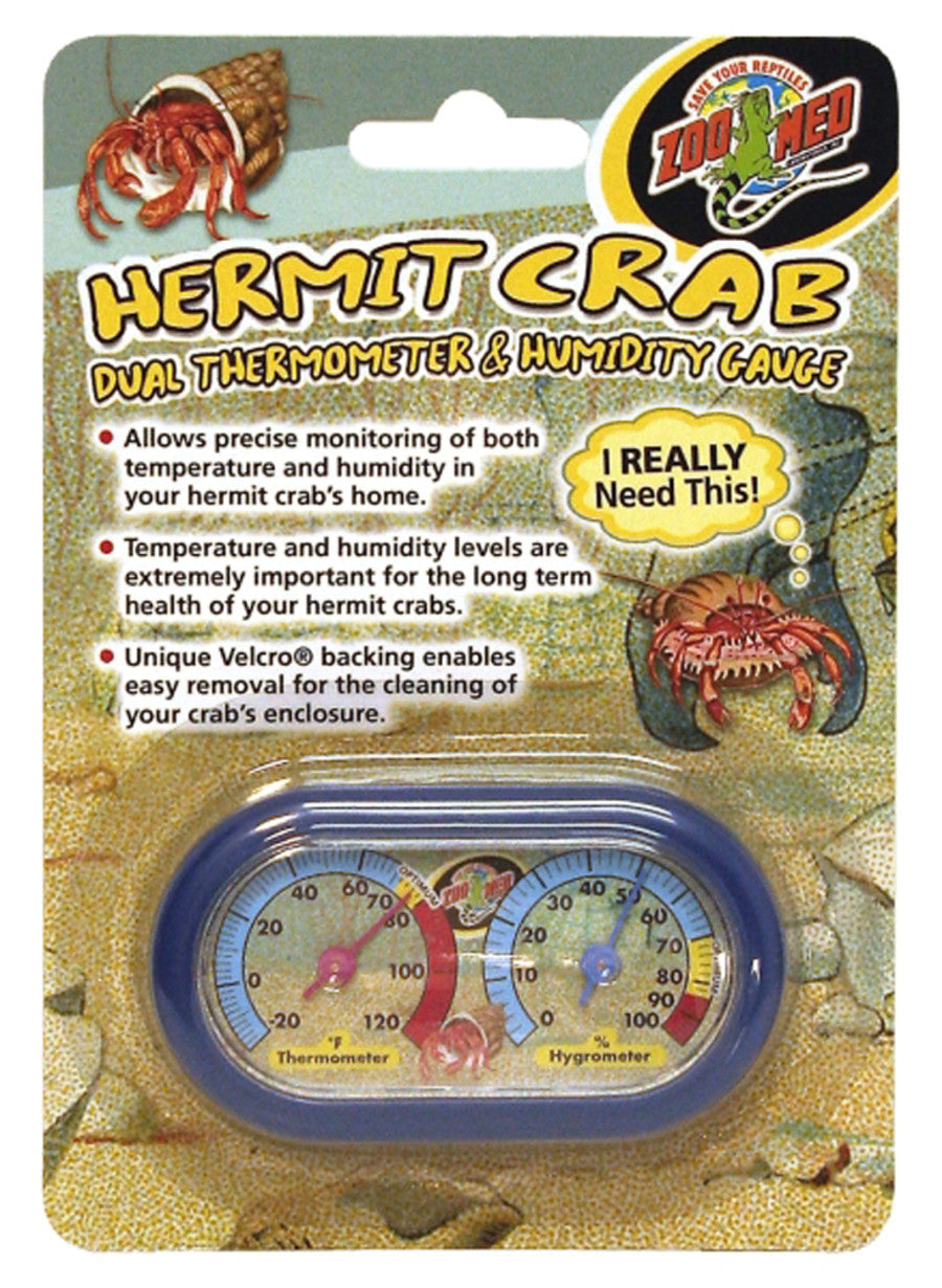 Zoo Med Hermit Crab Dual Thermometer Humidity Gauge Assorted, 1ea