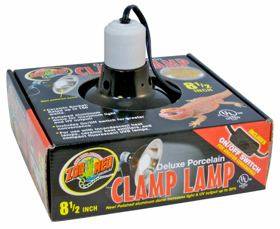Zoo Med Deluxe Porcelain Clamp Lamp Fixture Black, 1ea/8.5 in
