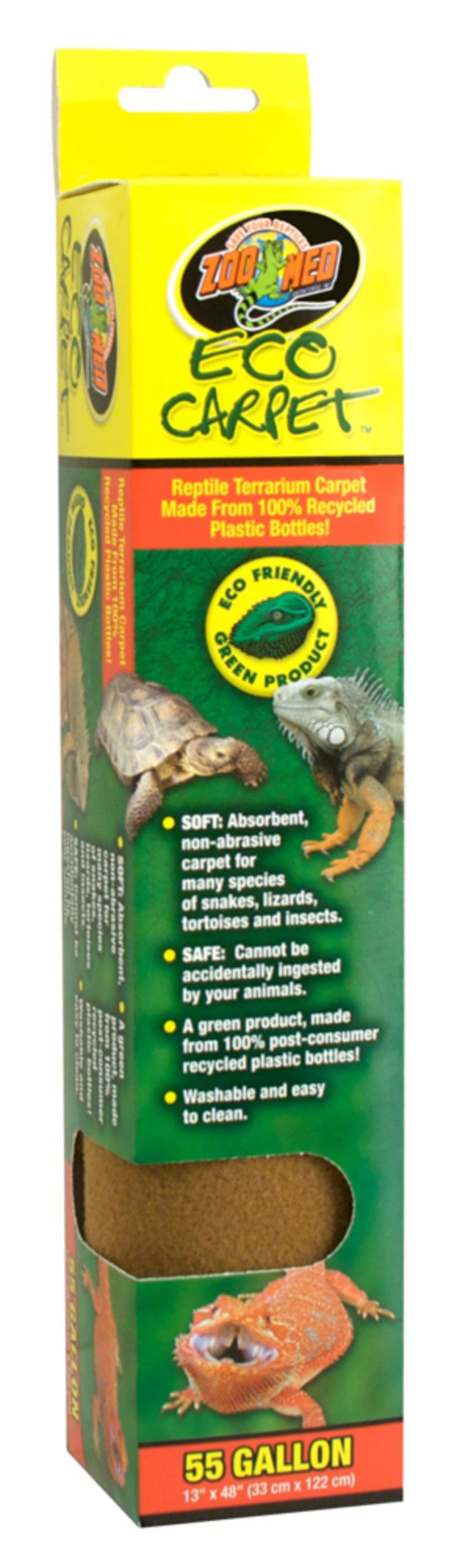 Zoo Med Eco Carpet Reptile Terrarium Carpet Green, 1ea/55 gal, 13in X 48in