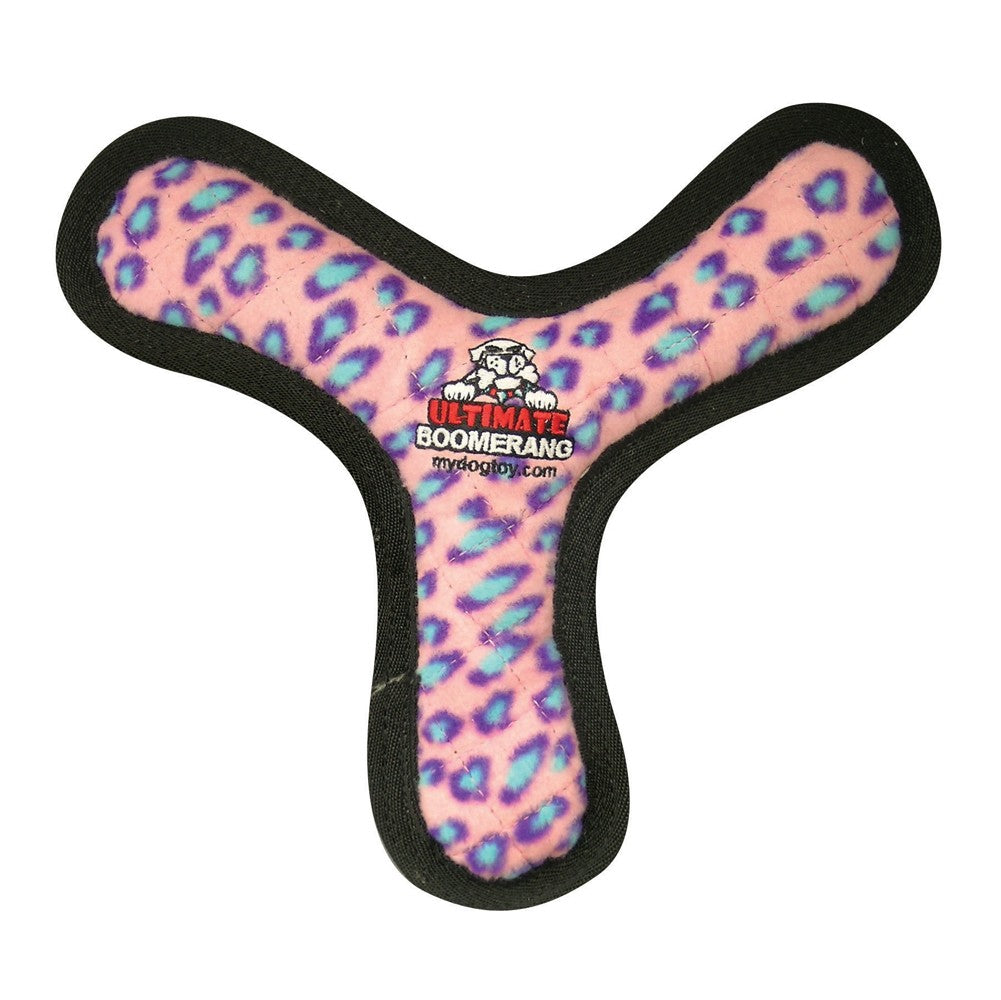 Tuffy Ultimate Boomerang Durable Dog Toy Pink Leopard, 1ea/11 in