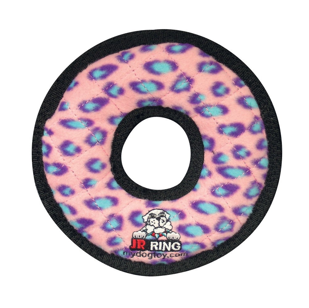 Tuffy Jr Ring Durable Dog Toy Pink Leopard, 1ea/7 in