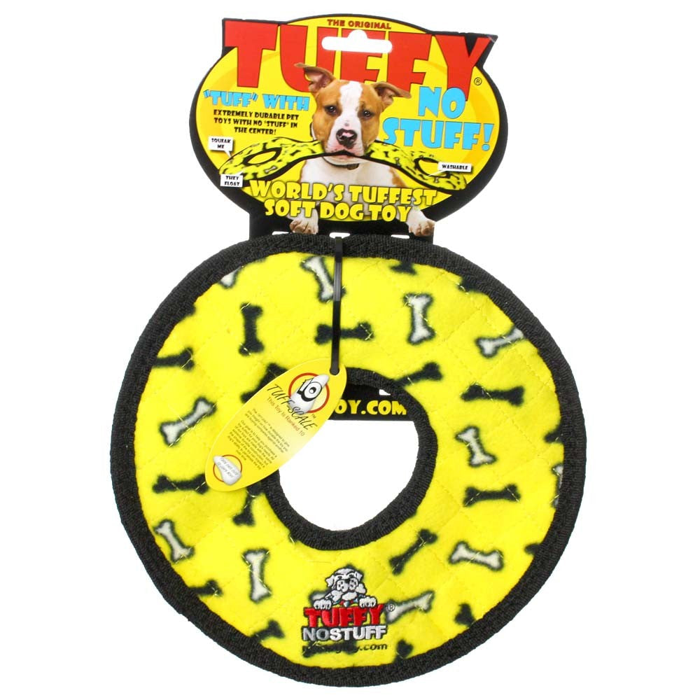 Tuffy NO STUFF Ultimate Ring Dog Toy Yellow Bone, 1ea/9 in