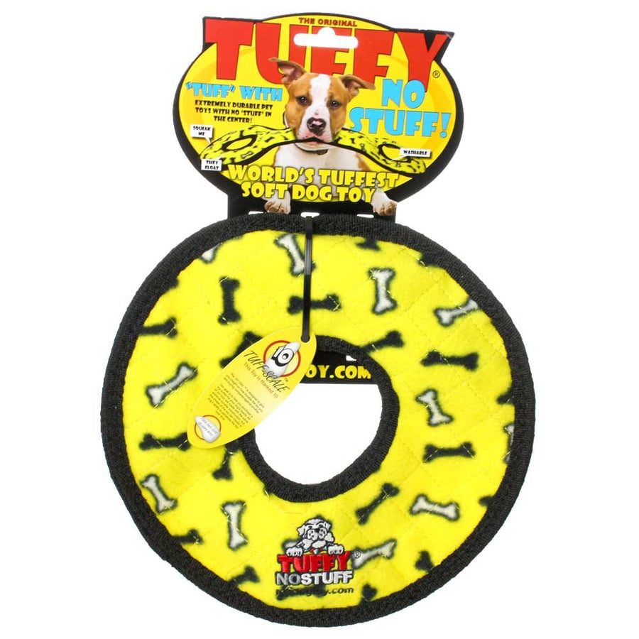 Tuffy NO STUFF Ultimate Ring Dog Toy Yellow Bone, 1ea/9 in