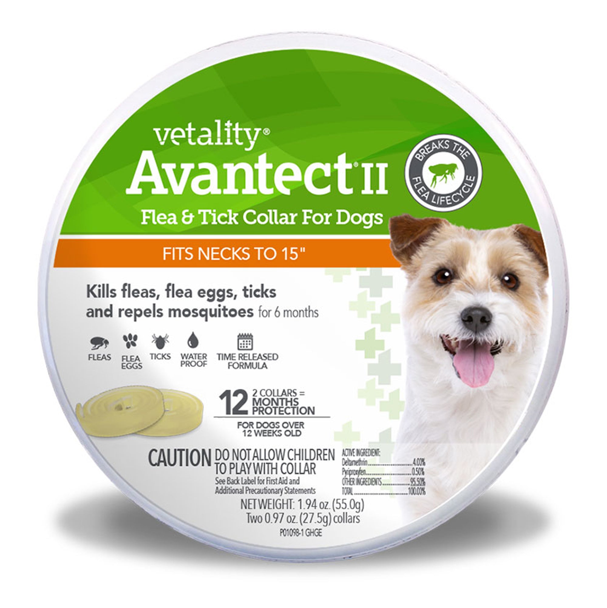 Vetality Avantect II Flea Tick Collar for Dogs 1ea/15 in, 2 ct